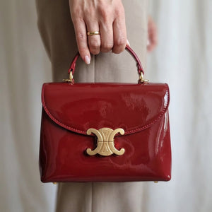 Дамска чанта CEL – лакирана кожа в бордо