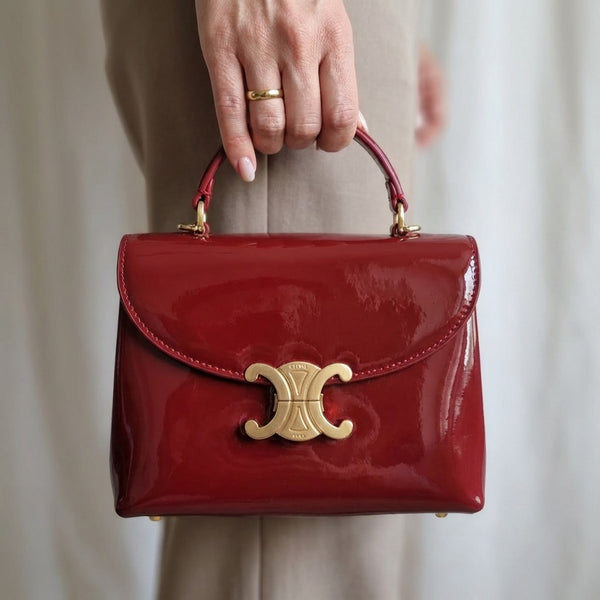 Дамска чанта CEL – лакирана кожа в бордо