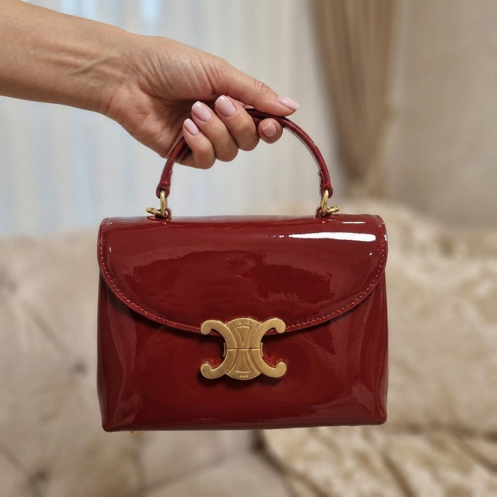 Дамска чанта CEL – лакирана кожа в бордо