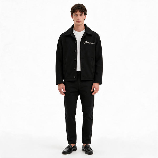 Мъжко яке Jacquemus в черно с бродирано лого