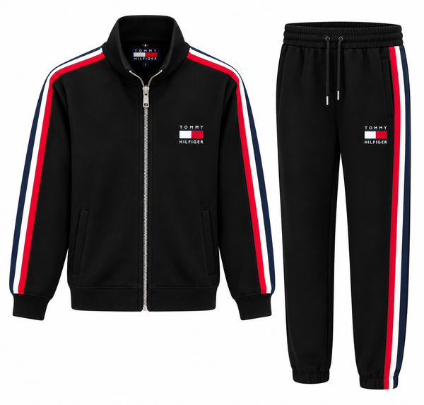 Мъжки спортен комплект TOMMY HILFIGER в черно с трицветни кантове