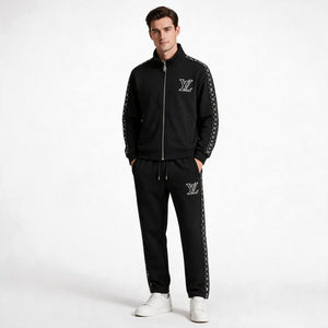 Мъжки спортен комплект Louis Vuitton в черно с Monogram детайли