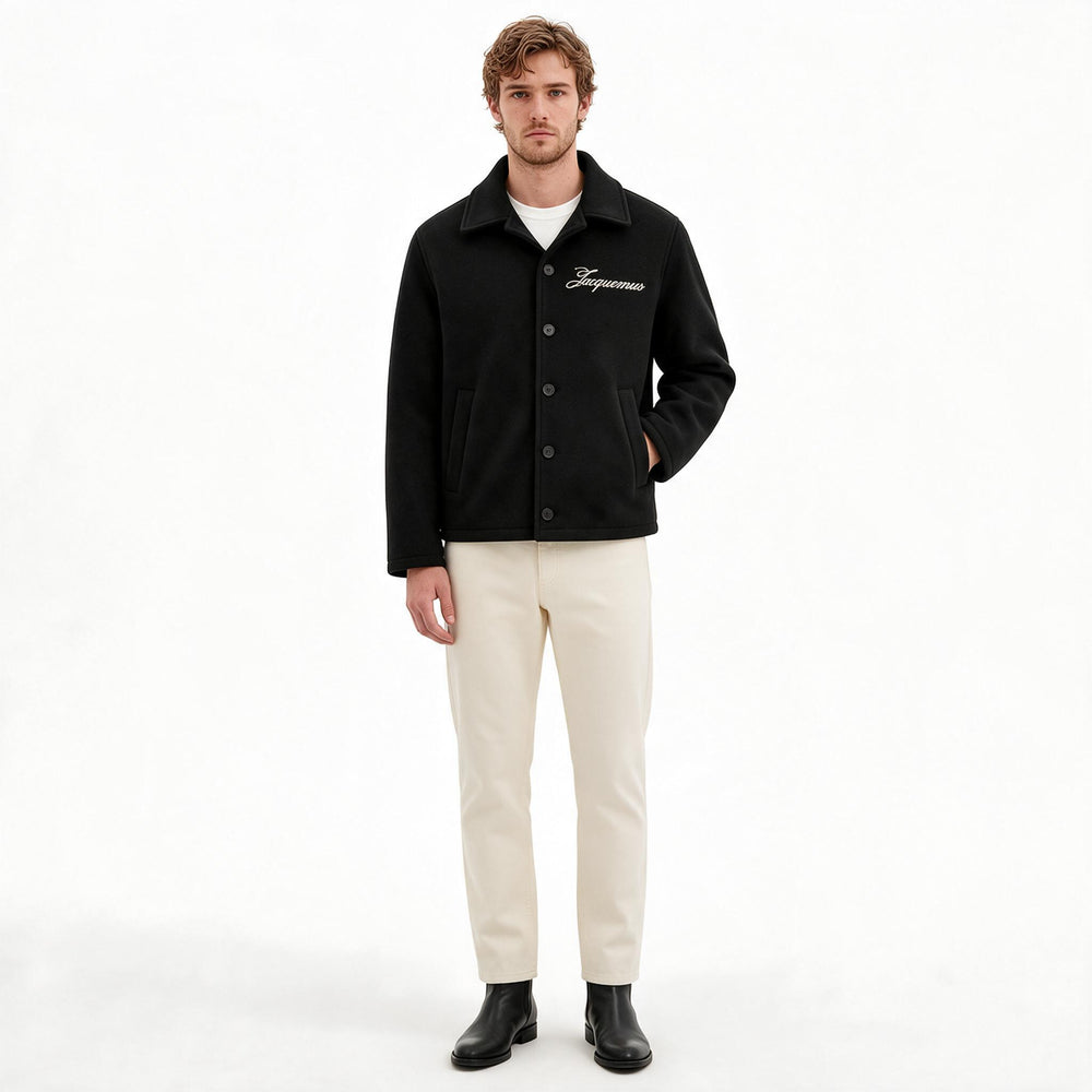 Мъжко яке Jacquemus в черно с бродирано лого