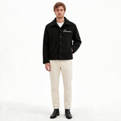 Мъжко яке Jacquemus в черно с бродирано лого